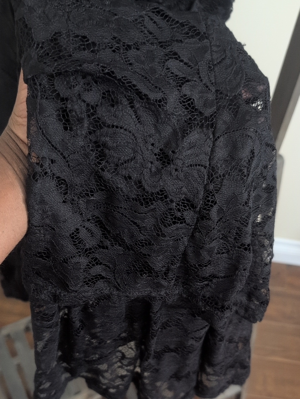 Revamped | Black Lace Maxi Dress with Sheer Paneling - Picture 6 of 12